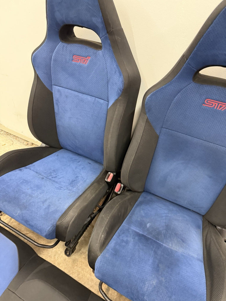 2002-2007 SUBARU WRX STI OEM BLUE ALCANTARA SEAT SEATS SET FRONT & REAR #525182