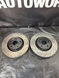 2005-2017 Subaru WRX STi DBA Front Drilled & Slotted Brake Rotors Set 5x114.3