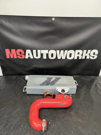 2002-2007 Subaru WRX STi Mishimoto Top-Mount Intercooler Silver Red Hose #518682