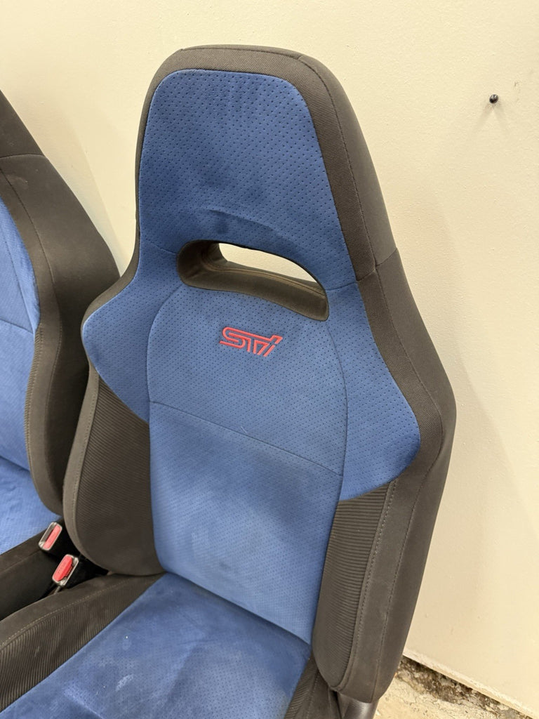 2002-2007 SUBARU WRX STI OEM BLUE ALCANTARA SEAT SEATS SET FRONT & REAR #525182