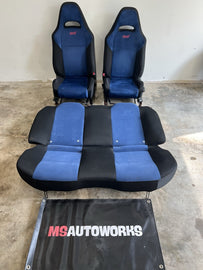 2002-2007 SUBARU WRX STI OEM BLUE ALCANTARA SEAT SET FRONT & REAR #524656