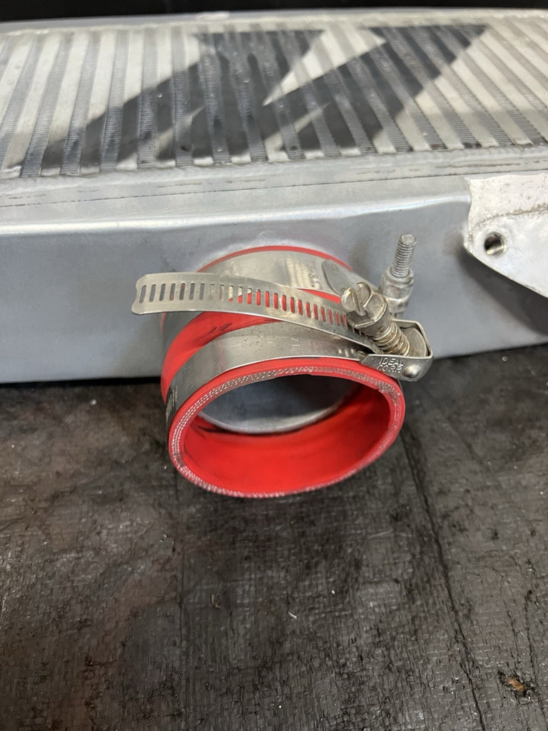 2002-2007 Subaru WRX STi Mishimoto Top-Mount Intercooler Silver Red Hose #518682