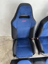 Load image into Gallery viewer, 2002-2007 SUBARU WRX STI OEM BLUE ALCANTARA SEAT SET FRONT &amp; REAR #524656