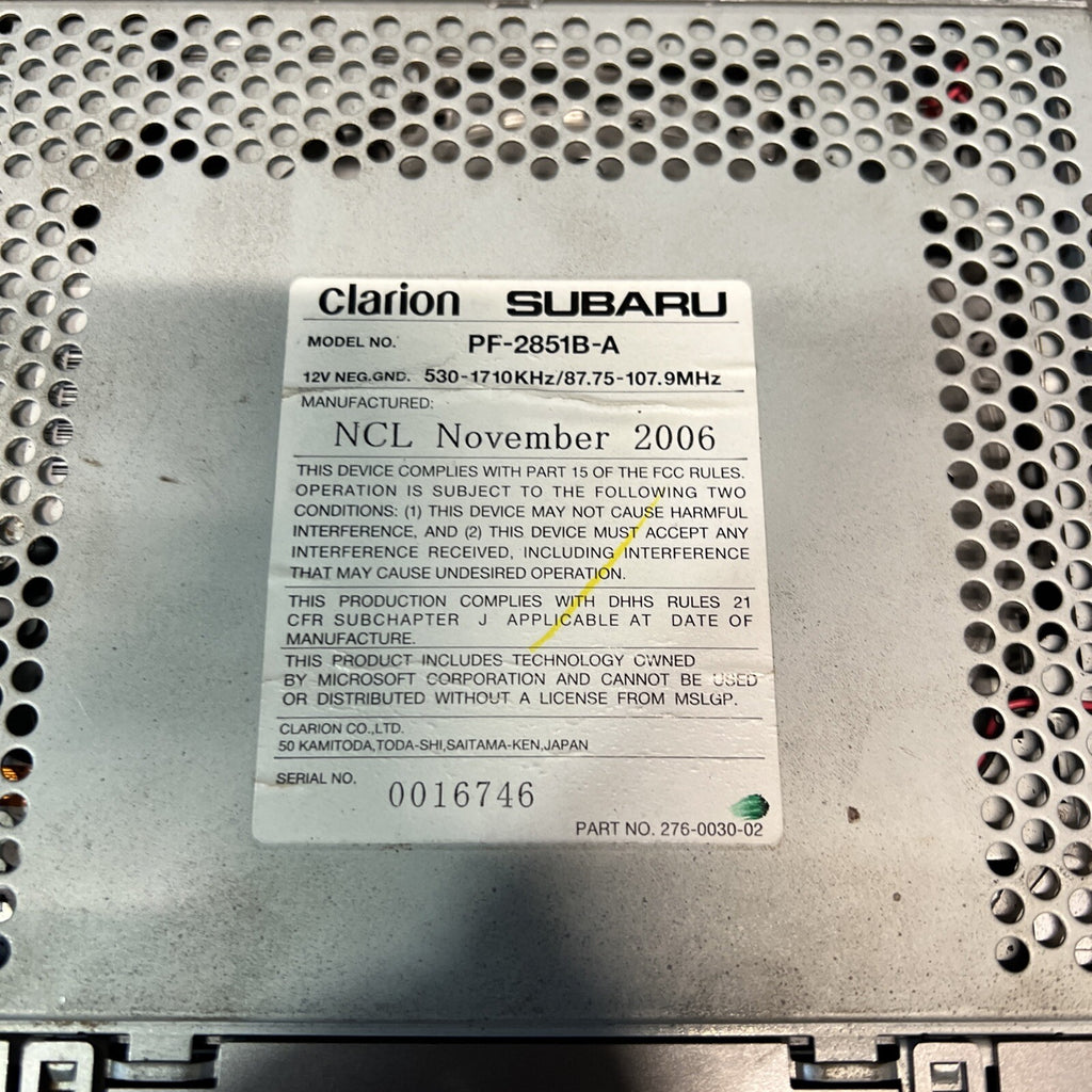 2005-2007 Subaru WRX Radio 6 Disc CD Stereo PF-2851B-A 05-07