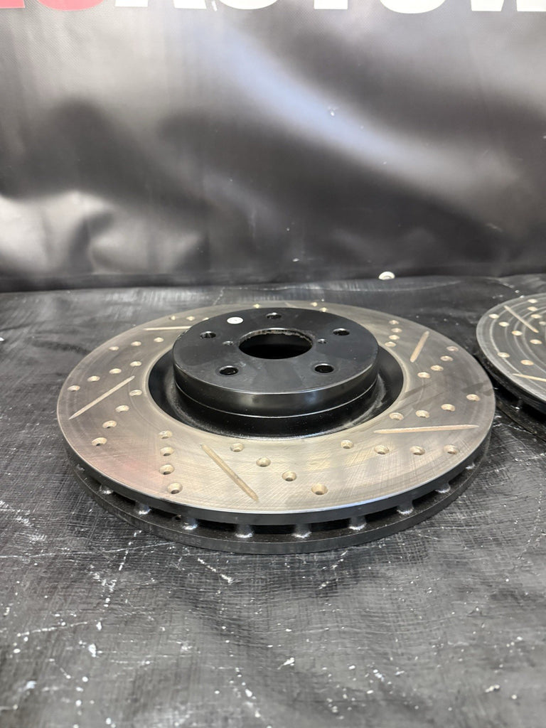 2005-2017 Subaru WRX STi DBA Front Drilled & Slotted Brake Rotors Set 5x114.3