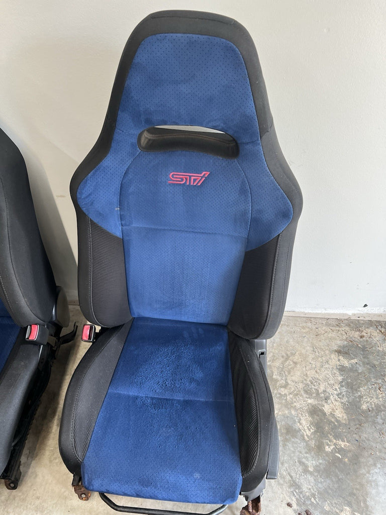 2002-2007 SUBARU WRX STI OEM BLUE ALCANTARA SEAT SET FRONT & REAR #524656