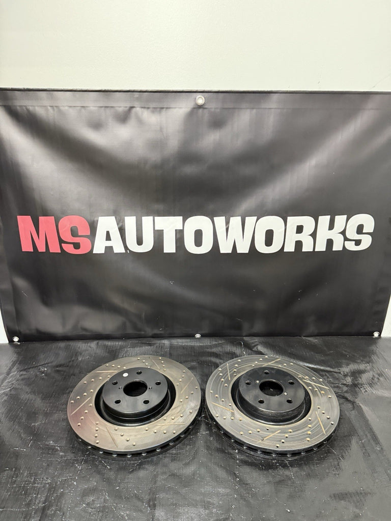 2005-2017 Subaru WRX STi DBA Front Drilled & Slotted Brake Rotors Set 5x114.3