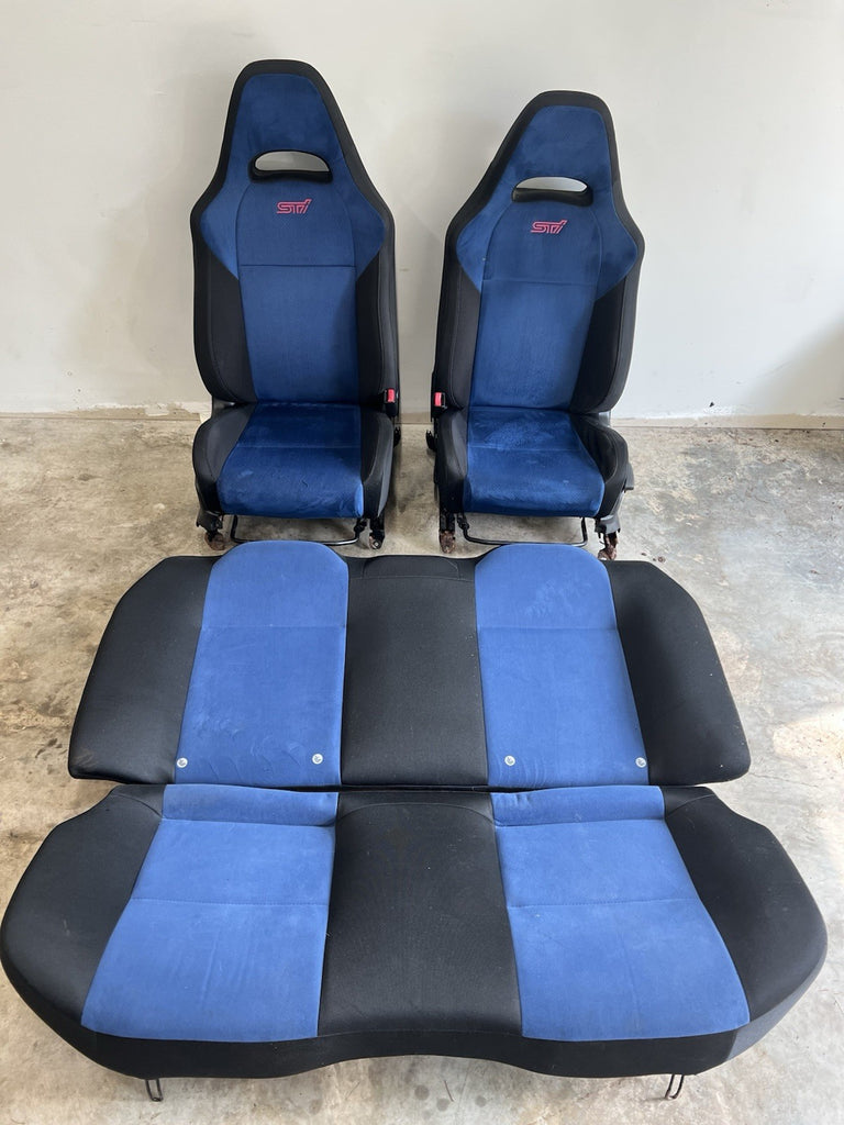 2002-2007 SUBARU WRX STI OEM BLUE ALCANTARA SEAT SET FRONT & REAR #524656