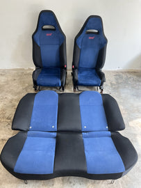 2002-2007 SUBARU WRX STI OEM BLUE ALCANTARA SEAT SET FRONT & REAR #524656