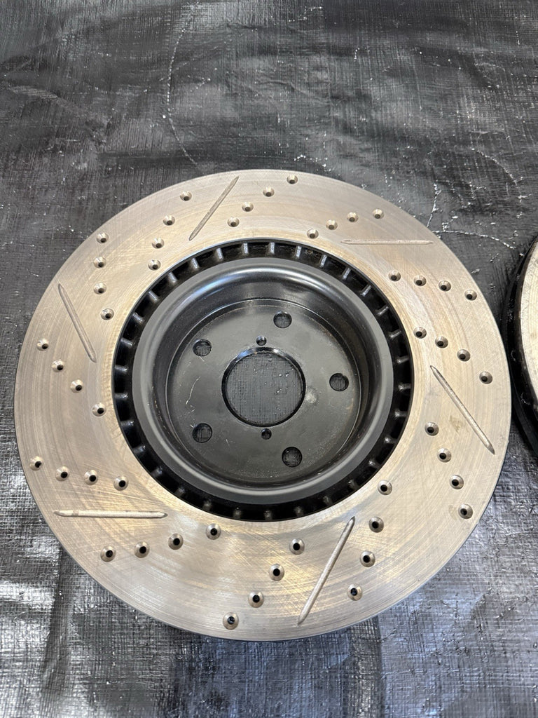 2005-2017 Subaru WRX STi DBA Front Drilled & Slotted Brake Rotors Set 5x114.3