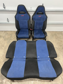 2002-2007 SUBARU WRX STI OEM BLUE ALCANTARA SEAT SET FRONT & REAR #503881