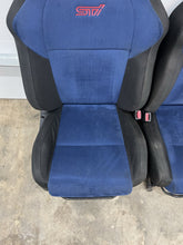 Load image into Gallery viewer, 2002-2007 SUBARU WRX STI OEM BLUE ALCANTARA SEAT SET FRONT &amp; REAR #503881