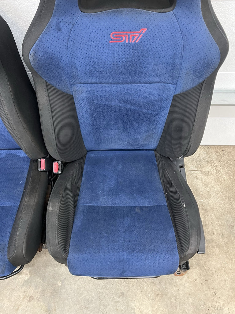 2002-2007 SUBARU WRX STI OEM BLUE ALCANTARA SEAT SET FRONT & REAR #503881